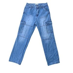 Vintage S.O.N.G. Cargo Jeans Women's Size 11 32x29 Baggy Light Wash Denim‎